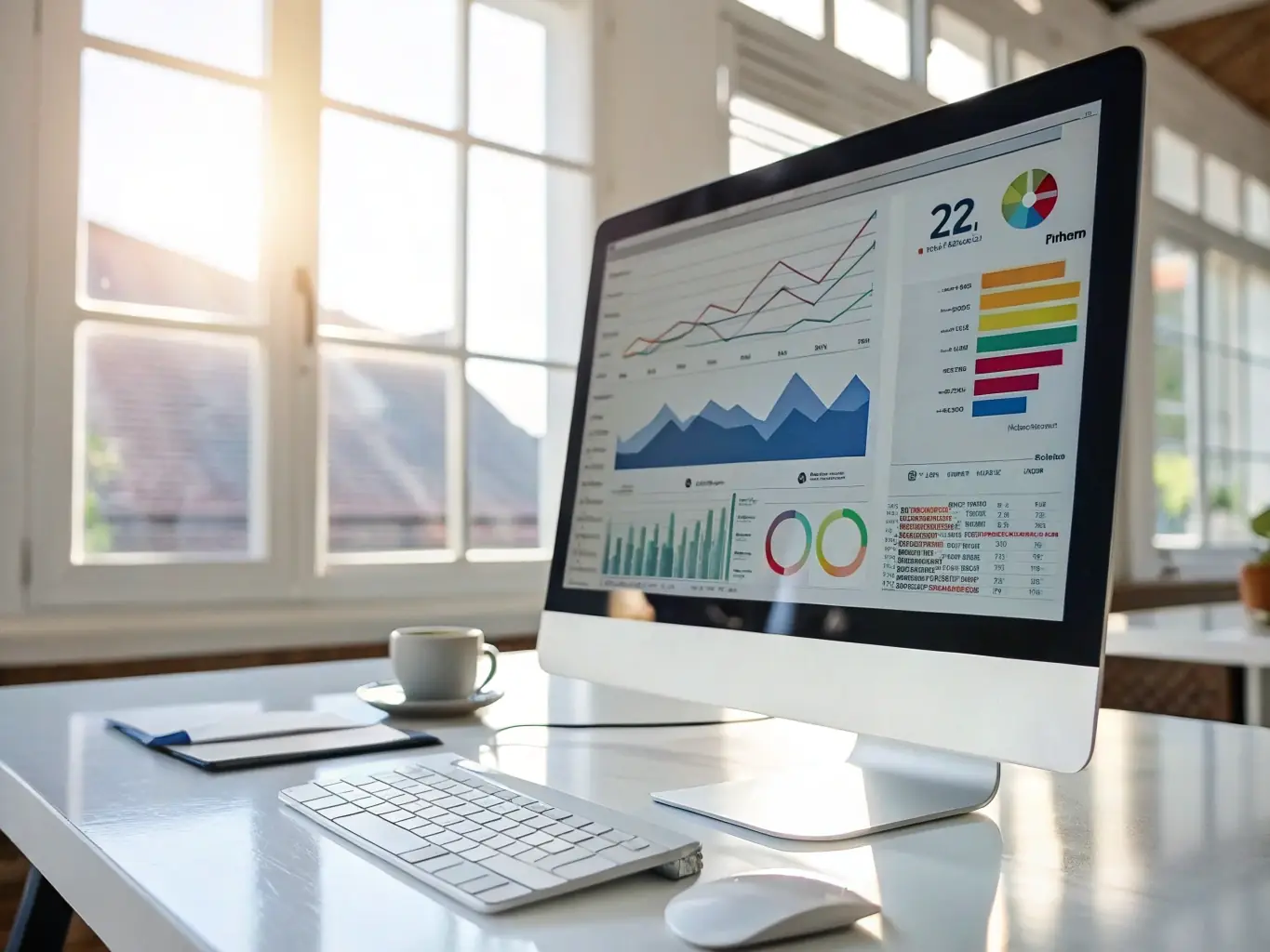 A clean and intuitive Brex dashboard interface displayed on a large monitor, highlighting key financial metrics and reporting tools for effective cash management.
