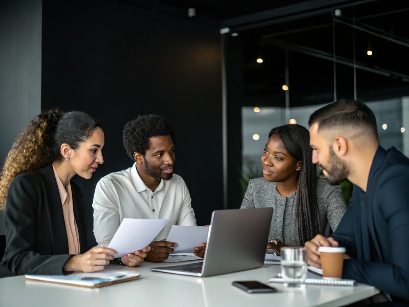 A diverse group of professionals collaborating in a modern office, highlighting Mercury's commitment to supporting various financial needs.